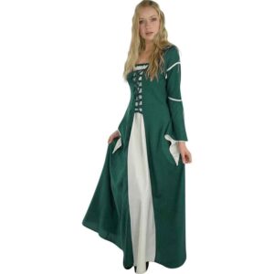 Larissa Medieval Dress - Green/Natural