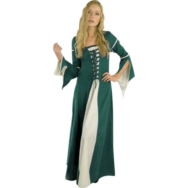 Larissa Medieval Dress - Green/Natural