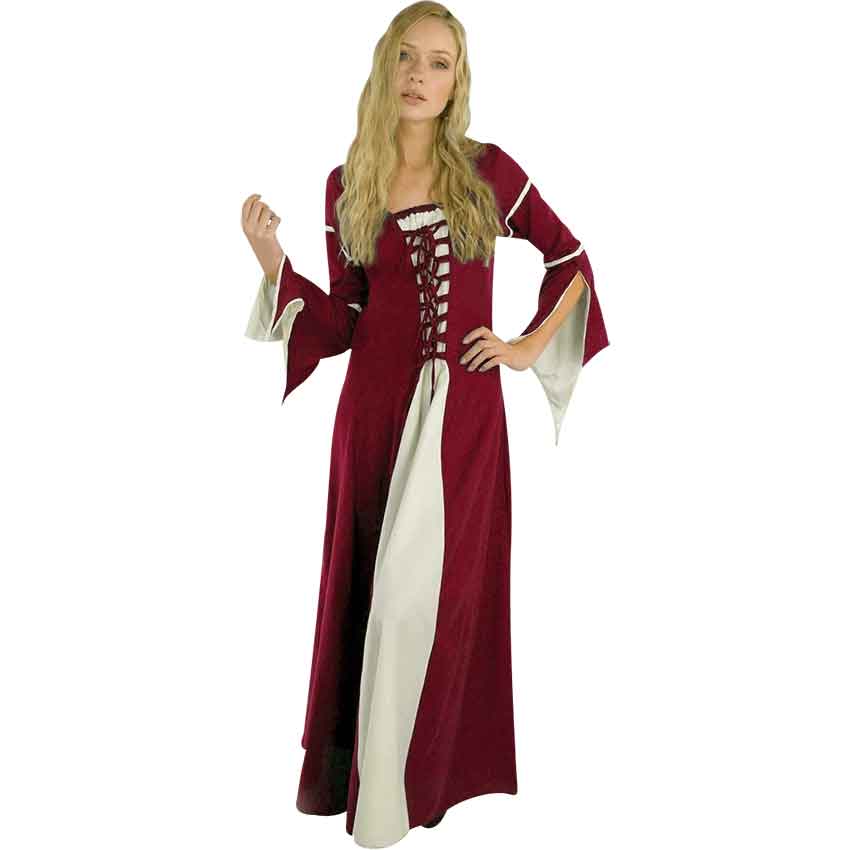 Larissa Medieval Dress - Red/Natural