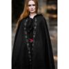 Alma Embroidered Wool Cloak - Black