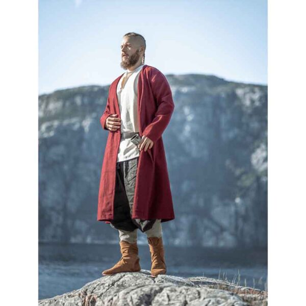 Balder Wool Viking Coat - Red