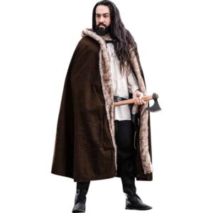 Fjell Faux Fur Trim Viking Cape - Brown