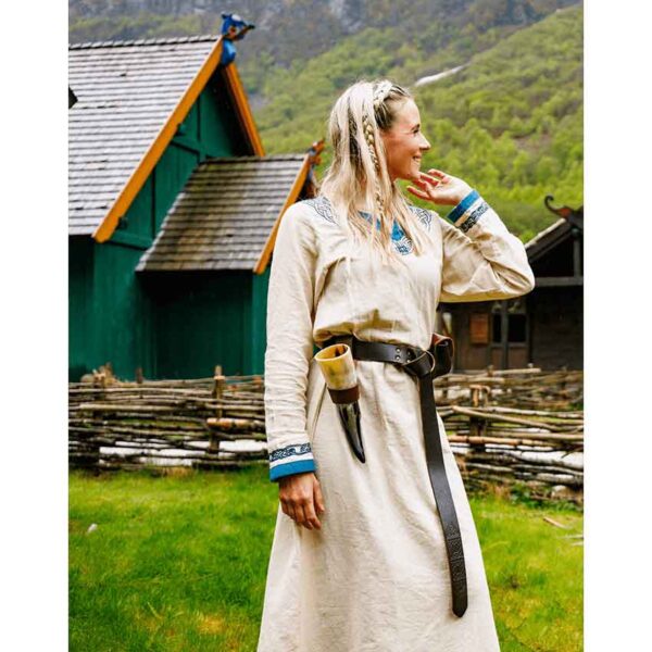 Lagertha Viking Dress - Natural/Blue