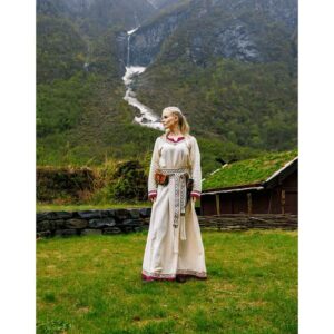 Lagertha Viking Dress - Natural/Red