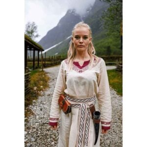 Lagertha Viking Dress - Natural/Red