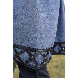 Erik Leather Trim Viking Tunic - Blue-Grey