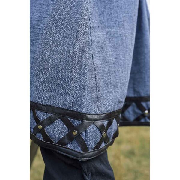 Erik Leather Trim Viking Tunic - Blue-Grey