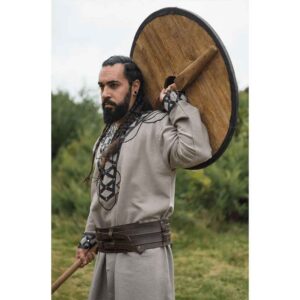 Erik Leather Trim Viking Tunic - Sand