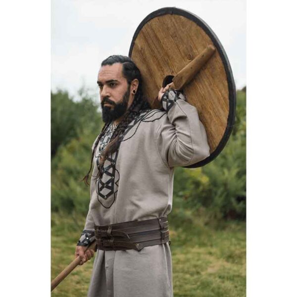 Erik Leather Trim Viking Tunic - Sand