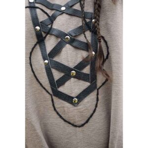 Erik Leather Trim Viking Tunic - Sand