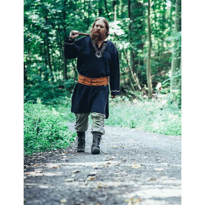 Freki Embroidered Viking Tunic - Black