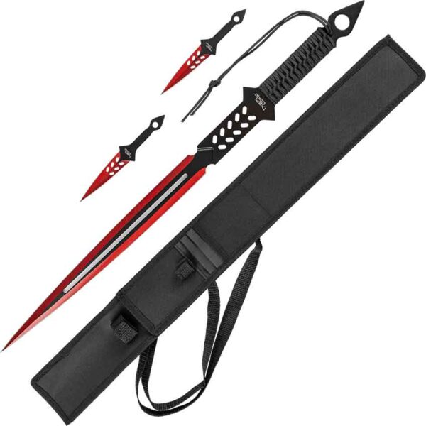 Cutout Red Fantasy Machete and Knife Set
