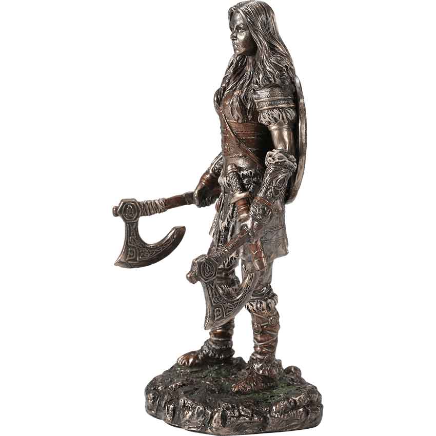 Dual Axe Viking Warrioress Statue