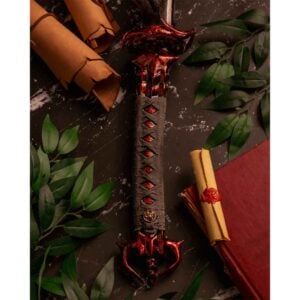 Engraved Dark Blood LARP Katana - Red - 44 Inches
