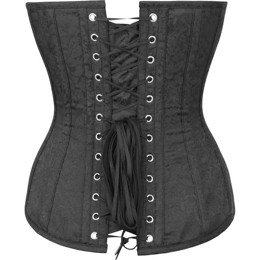 Pergonish Black Brocade Overbust Corset With PVC Trims & Metal Loop Featuees main image 1