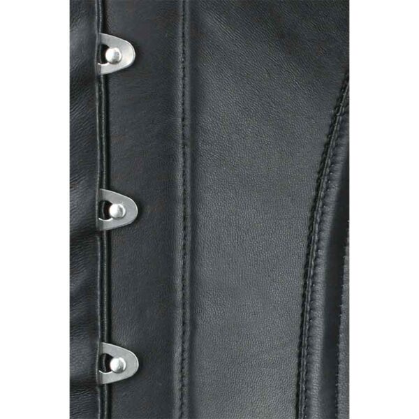 Black Faux Leather Waist Reducing Overbust Corset