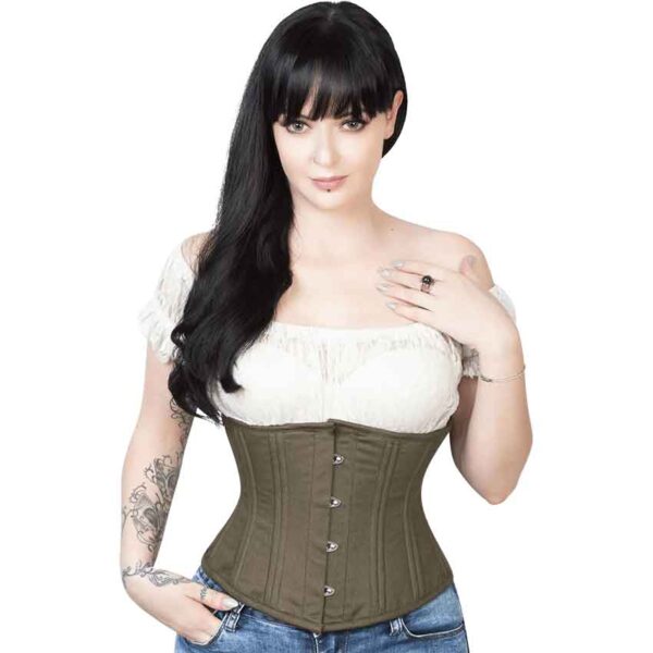 Olive Cotton Underbust Waist Trainer Corset