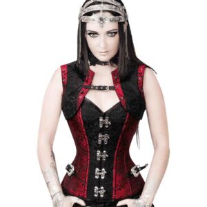 Maroon and Black Gothic Corset with Jacket