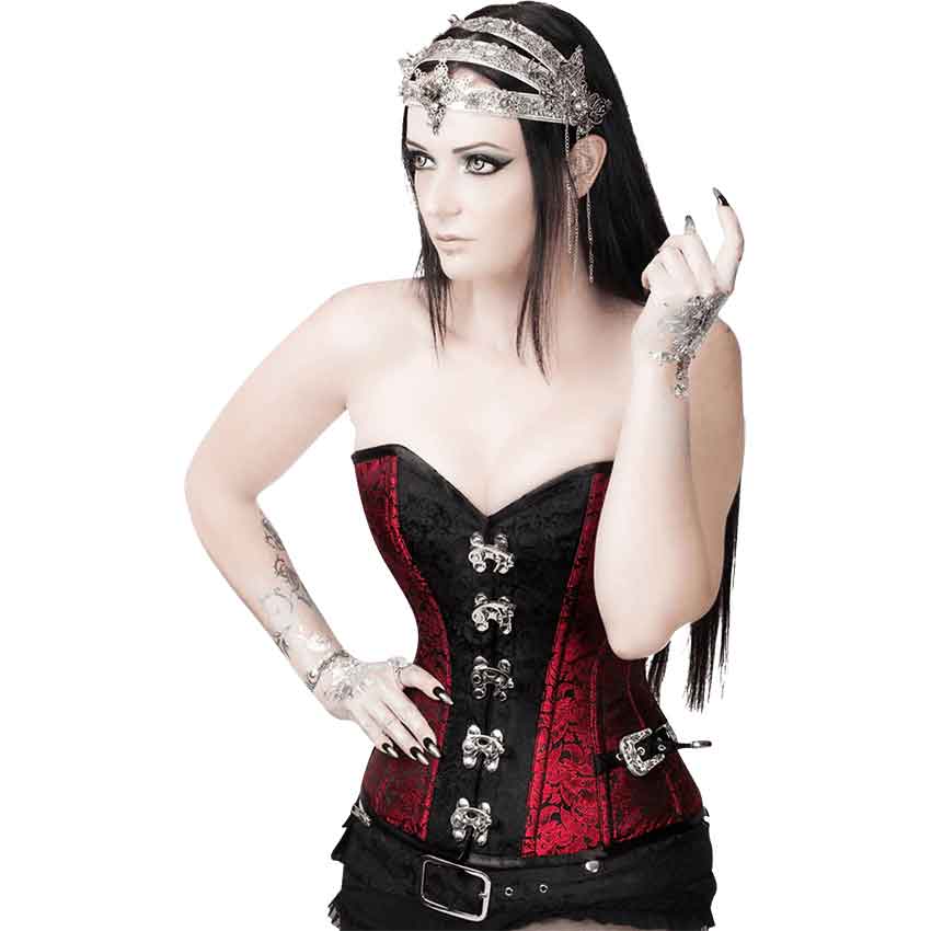 Maroon and Black Gothic Corset with Jacket