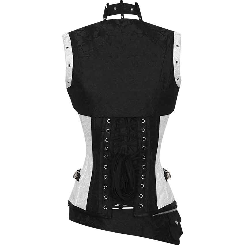White and Black Gothic Corset and Jacket Set