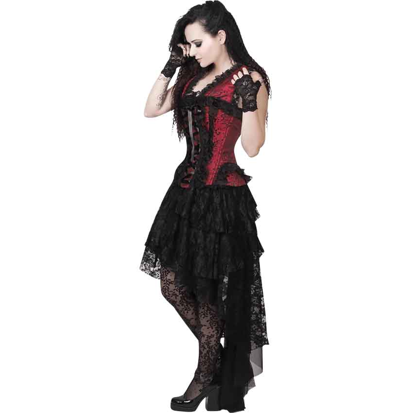 Afolabi Maroon and Black Victorian Gothic Corset Dress