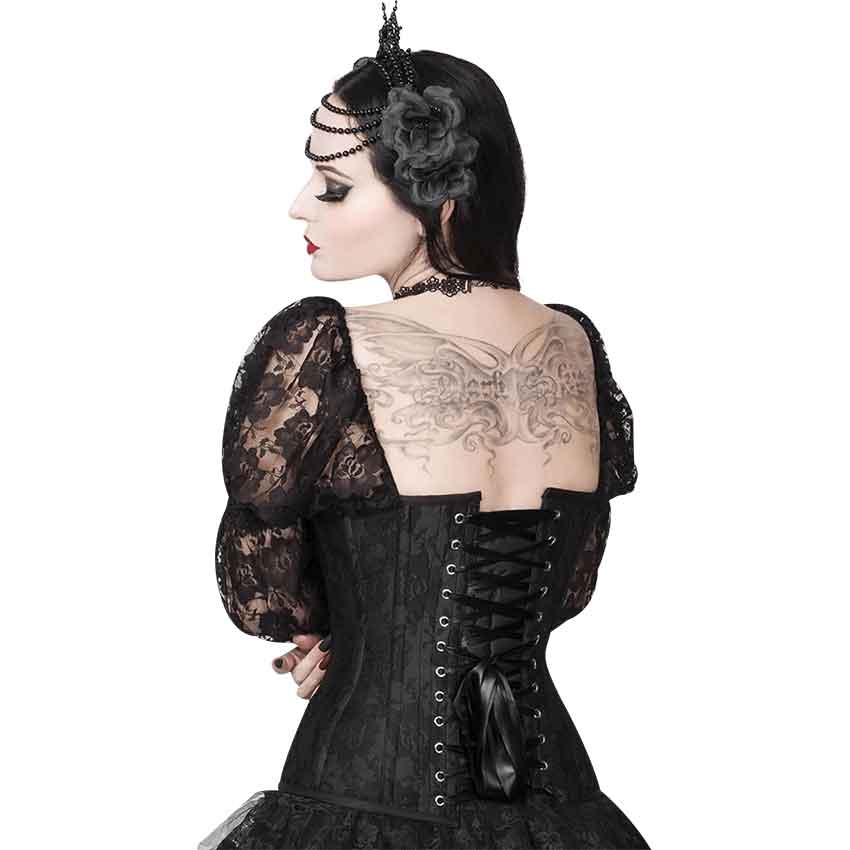 Black Cotton Corset Top with Dramatic sleeve