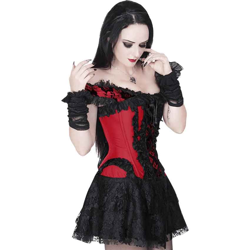 Ruchel Red and Black Lace Corset Dress