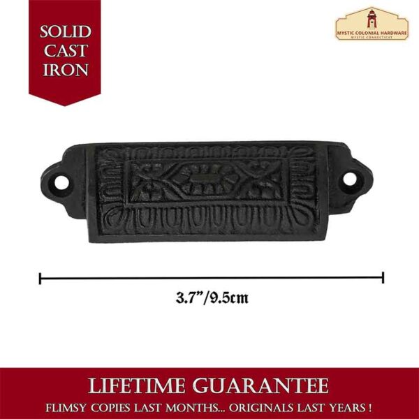 Cast Iron Rectangular Cup Style Cabinet Pulls - Set of 4