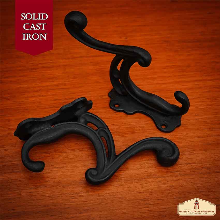 Ornate Cast Iron Wall Hooks - Set of 2