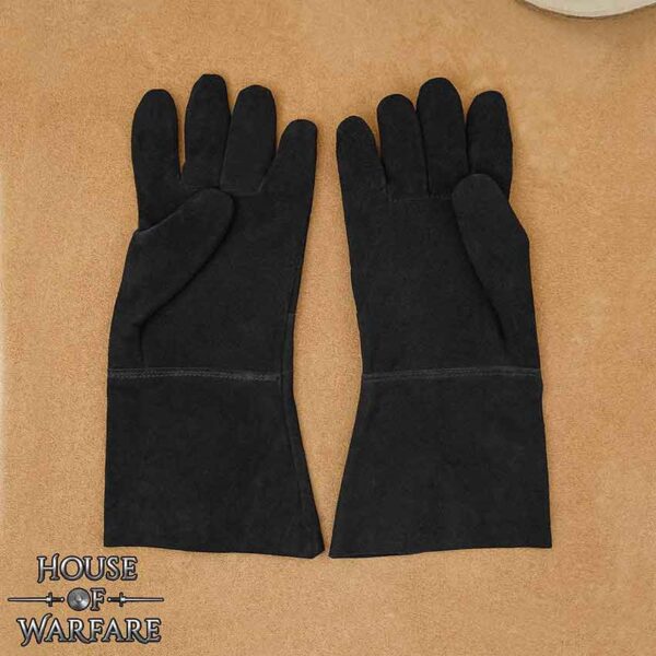 Medieval Suede Gloves - Black