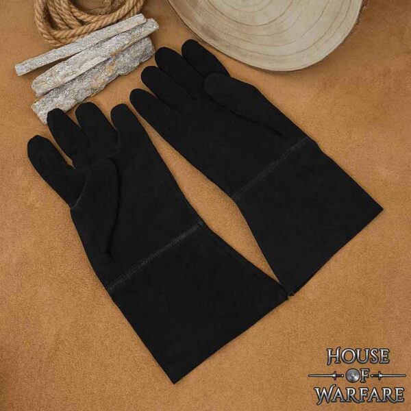 Medieval Suede Gloves - Black
