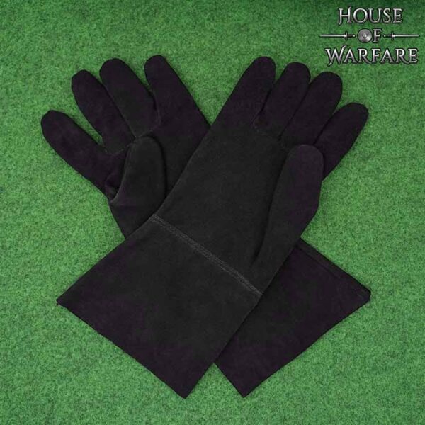 Medieval Suede Gloves - Black