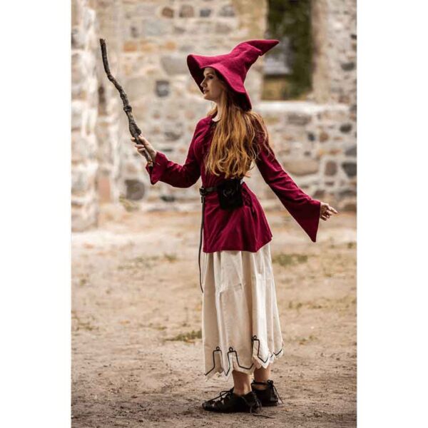Lea Hooded Medieval Blouse - Wine Red