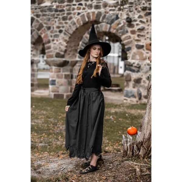 Lea Hooded Medieval Blouse - Black