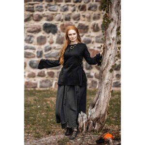 Lea Hooded Medieval Blouse - Black