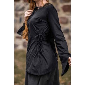 Lea Hooded Medieval Blouse - Black