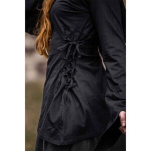 Lea Hooded Medieval Blouse - Black