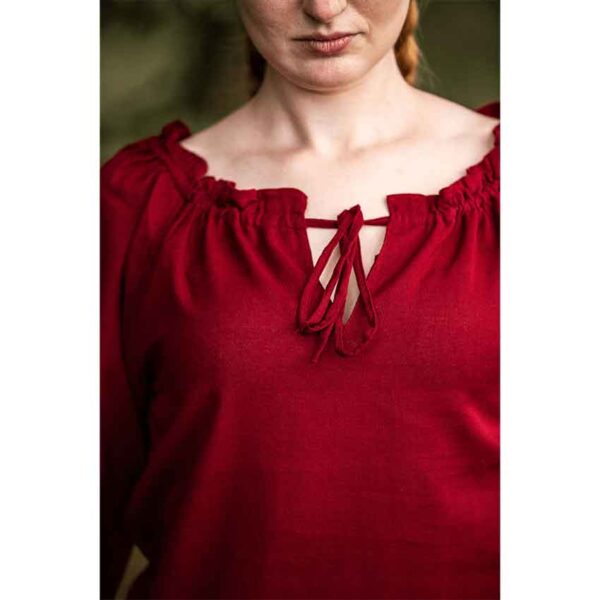 Edith Medieval Blouse - Red
