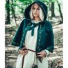 Runa Embroidered Medieval Hood - Green