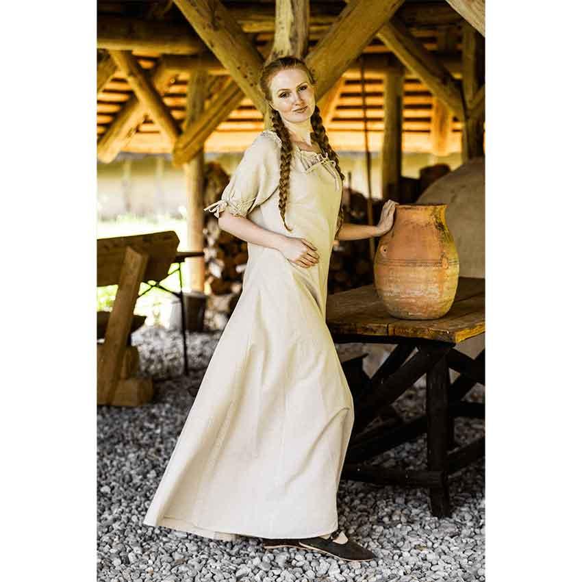 Melisande Short Sleeve Medieval Gown - Hemp