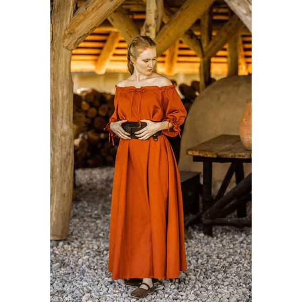 Melisande Short Sleeve Medieval Gown - Rust
