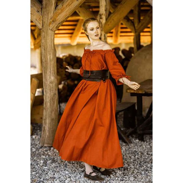 Melisande Short Sleeve Medieval Gown - Rust