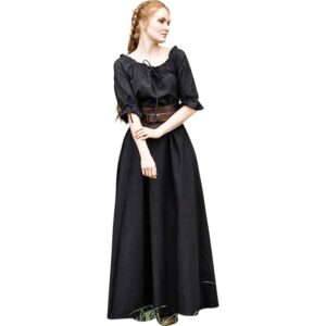 Melisande Short Sleeve Medieval Gown - Black