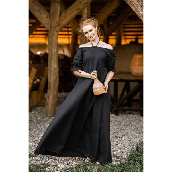 Melisande Short Sleeve Medieval Gown - Black