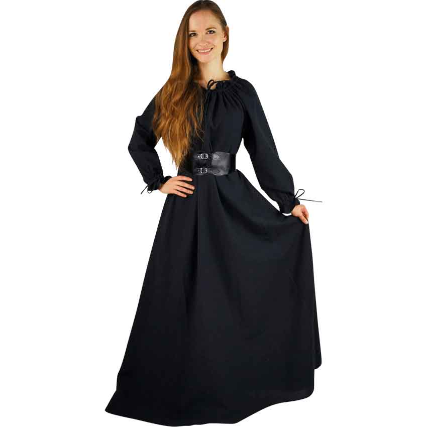Mechthild Long Sleeve Medieval Gown - Black