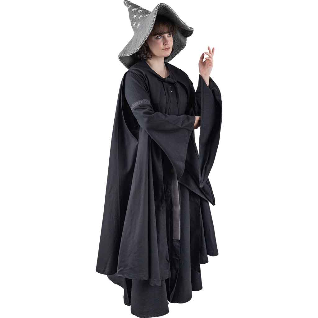 Star Wool Witch Hat - Grey