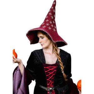 Star Wool Witch Hat - Red