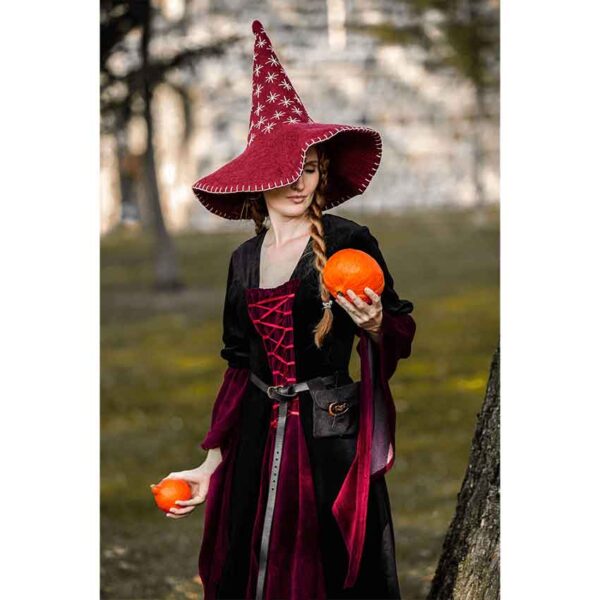 Star Wool Witch Hat - Red