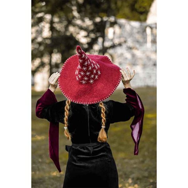Star Wool Witch Hat - Red