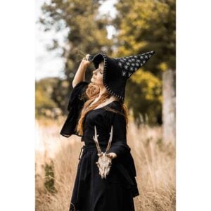 Star Wool Witch Hat - Black